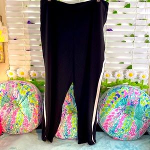 Want & Need casual black slacks with cream ribbon sides